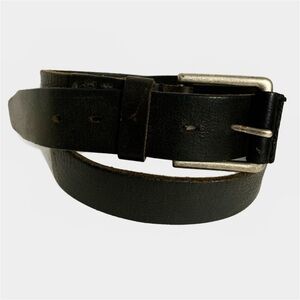 Timberland Textured Leather Belt with Silver Hardware Square Buckle Black 🖤